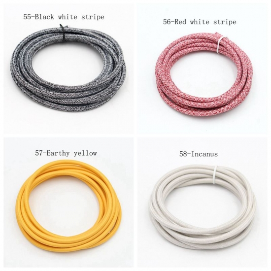 China Professional VDE certified 2 core Round Textile Electrical Wire Color Braided Wire Fabric Cable Vintage Lamp Power Cord Supplier