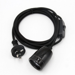 250V AC Australian Plug Power Cord with Porcelain Light Socket Lamp Cord Sets.