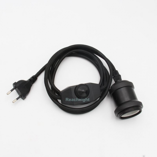 EU Power Cord With Dimmer Switch With Lamp Holder E27 250V, total 2.0 meters long (without bulbs).