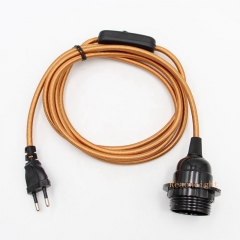 Euro Plug Power Cord with ON/OFF Switch and E27 Threaded Lamp Socket