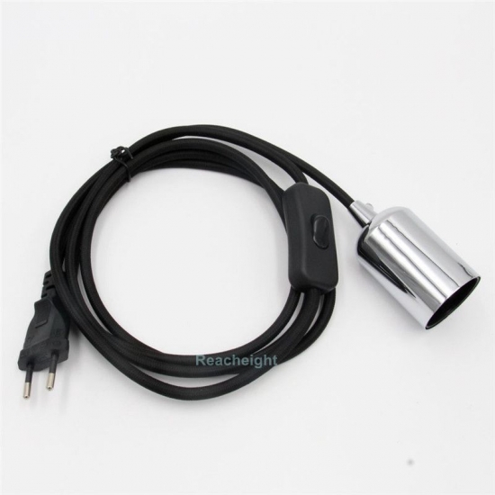 EU Power Cord With On/Off Switch E27 Screw Lamp Holder