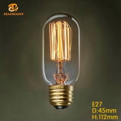 China Professional Wholesale T45 Vintage Edison Bulb 25W 40W 60W E26 E27 Bulb Light Supplier