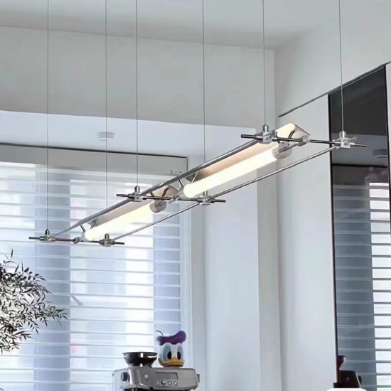Modern Simple LED 4000K neutral light Stainless steel Adjustable height pendant light for residential