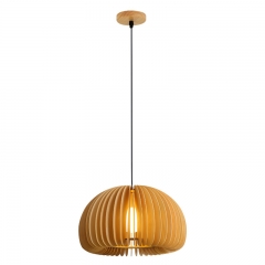 Pumpkin-Shaped Nordic Pendant Light Japanese Wasabi Retro Design Ideal for Restaurants Bedrooms