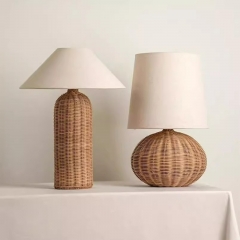 Japanese Vintage 110V Ambient light LED Fabric Willow Weaving Desk Lamp
